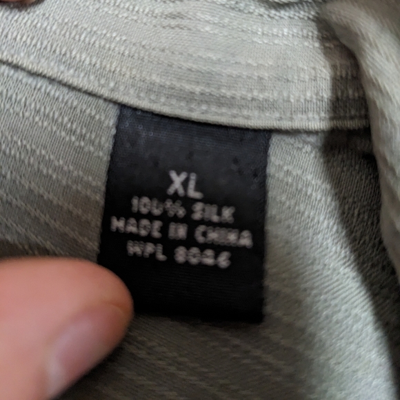 Alfani Green Silk Short Sleeve Button Down Shirt - Picture 7 of 8